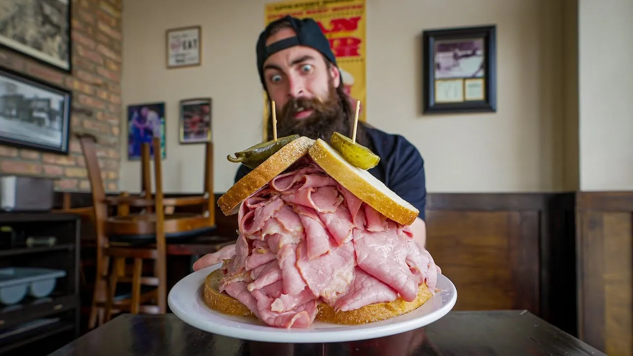 Thumbnail for the Giant Corned Beef Sandwich Challenge at Corned Beef House video