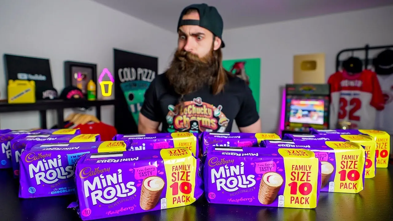 Thumbnail for the Cadbury Mini Rolls Challenge at Beard HQ video