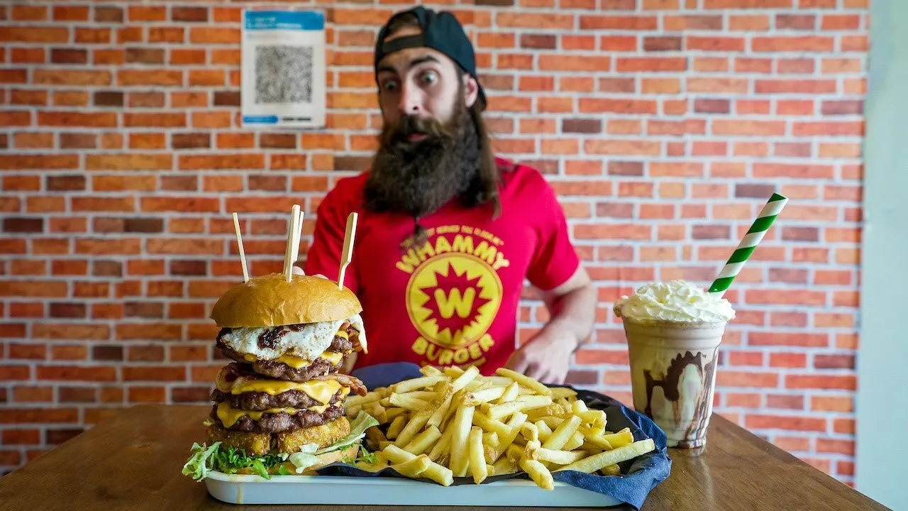 Thumbnail for the Burger, Fries & Shake Challenge at Sunflower Cafe video