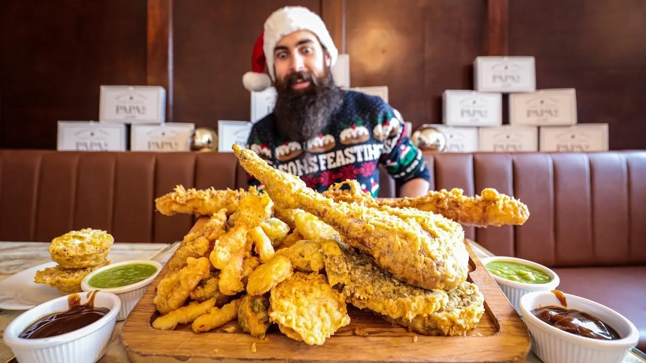 Thumbnail for the Deep Fried Christmas Dinner Challenge at Papa's Fish & Chips video