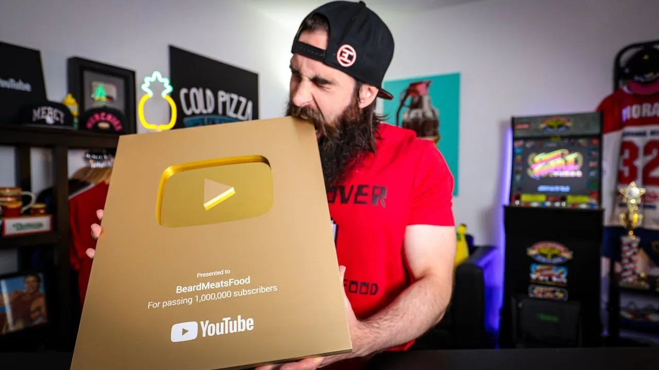 Thumbnail for the Gold YouTube Play Button Challenge at Beard HQ video