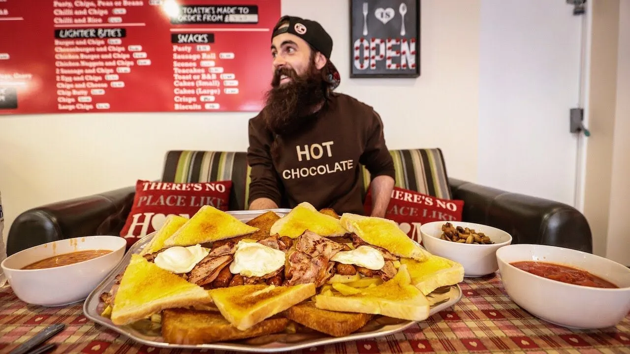 Thumbnail for the Heart Attack Breakfast Challenge at Harty's Cafe video