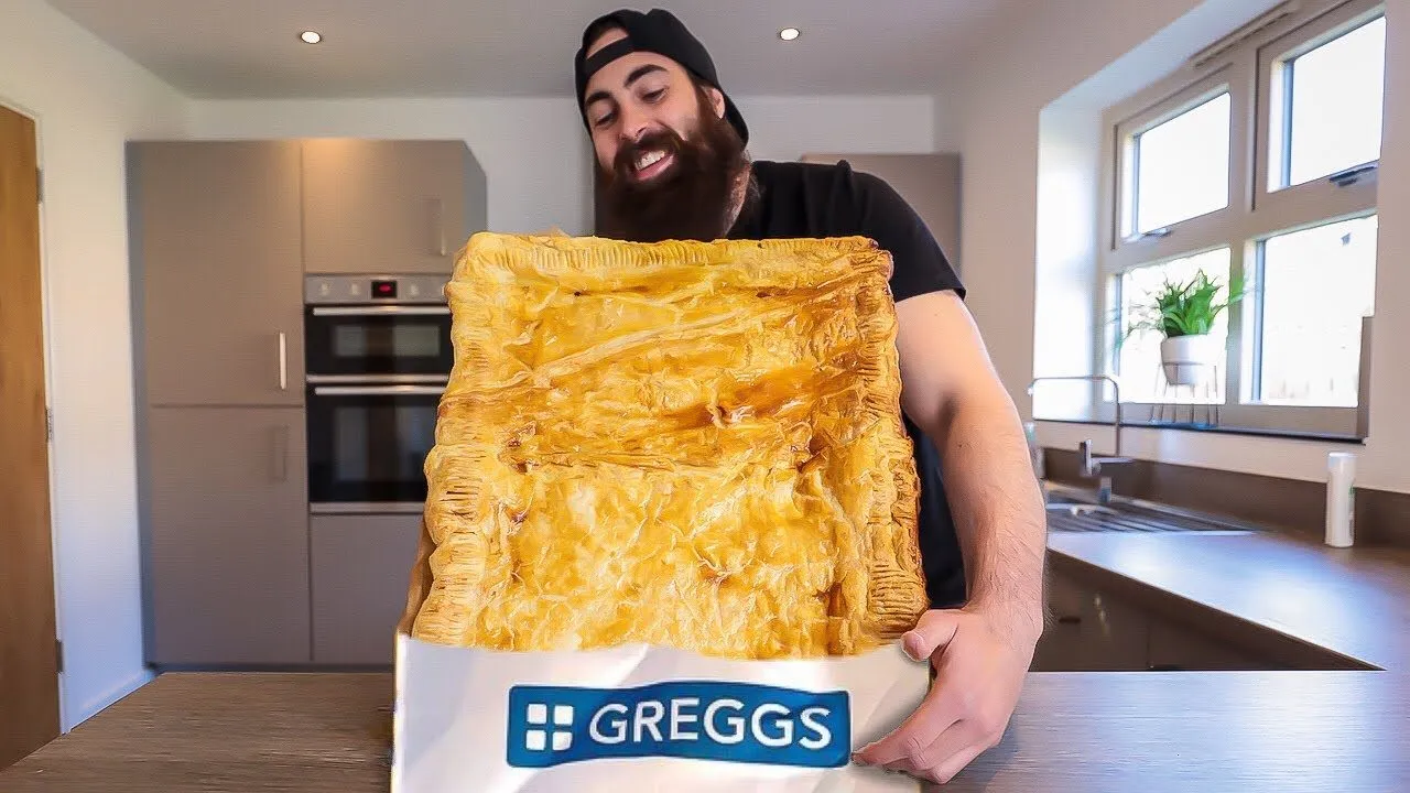 Thumbnail for the Giant Greggs Sausage & Bean Melt Challenge at Beard HQ video