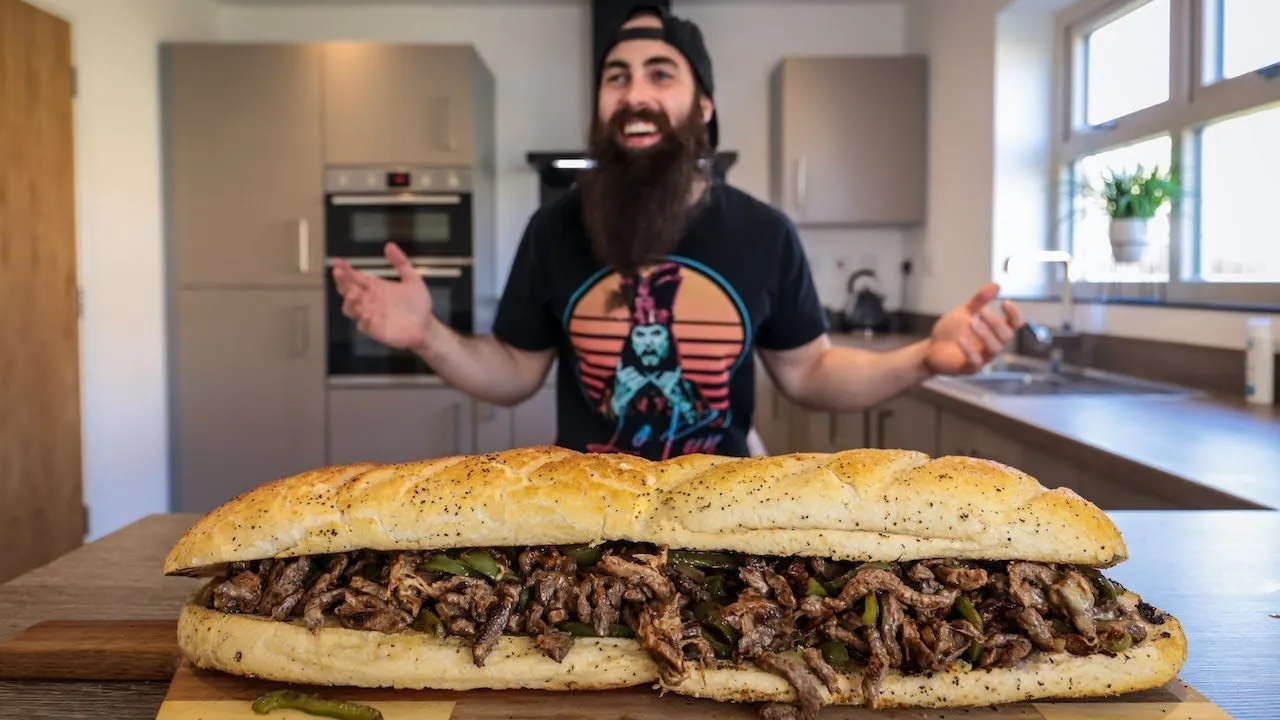 Thumbnail for the Monster Philly Cheesesteak Challenge at Beard HQ video