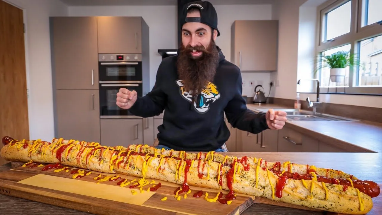 Thumbnail for the Hard Rock Giant Super Bowl Hot Dog Challenge at Beard HQ video