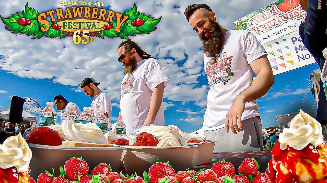 Thumbnail for the The Mattituck Strawberry Short Cake Eating World Championships Challenge at Mattituck Lions Club Strawberry Festival video