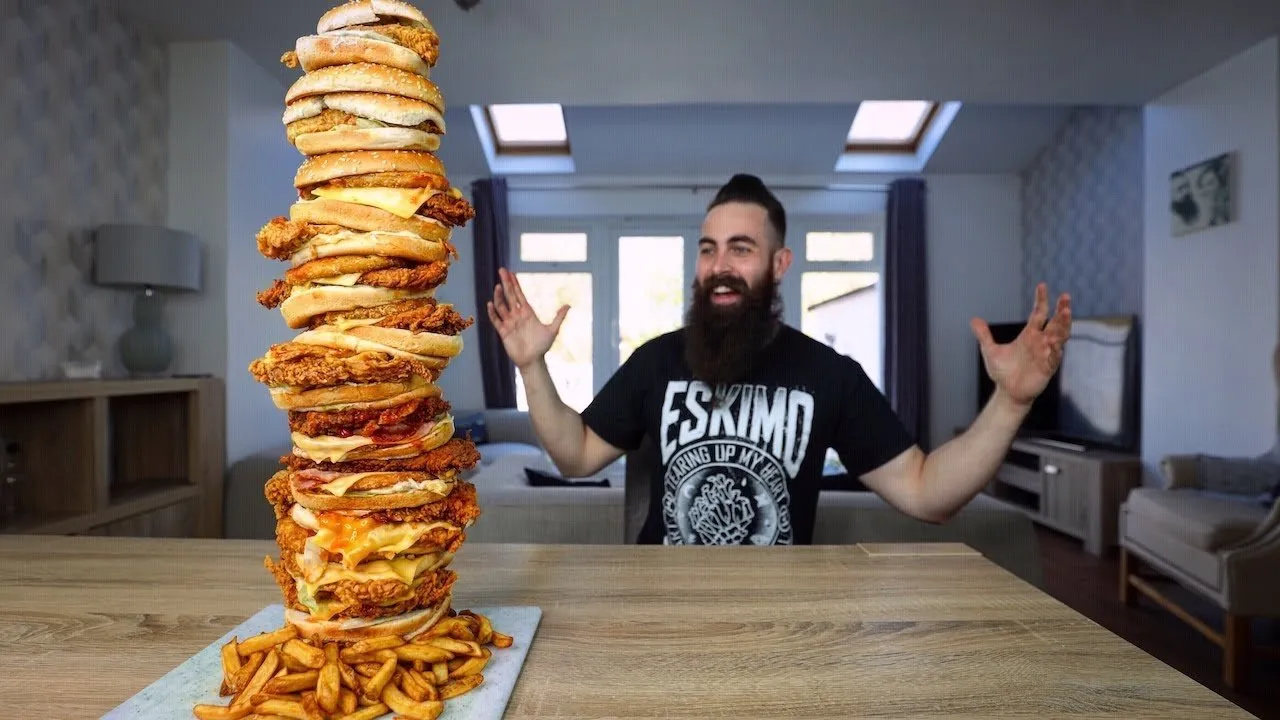 Thumbnail for the Biggest KFC Tower Burger Challenge at Beard HQ video