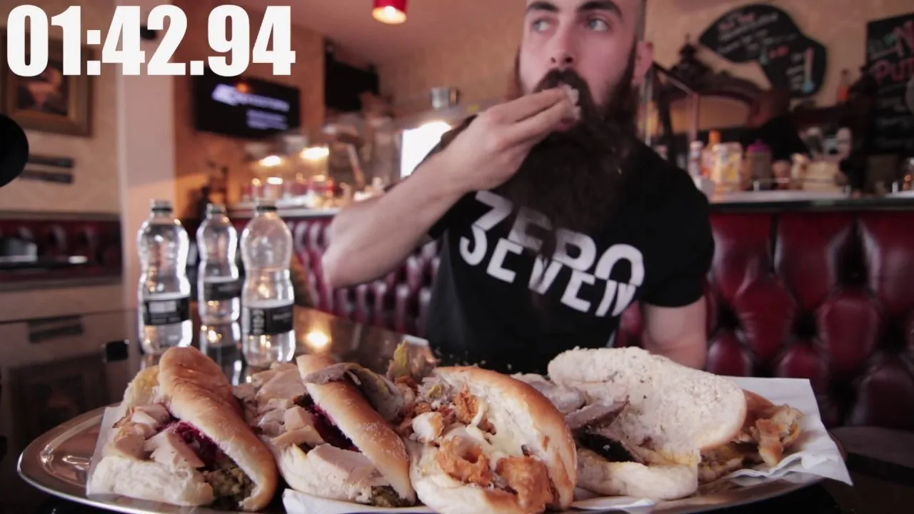Thumbnail for the Five Butty Challenge at Man vs. Roast video