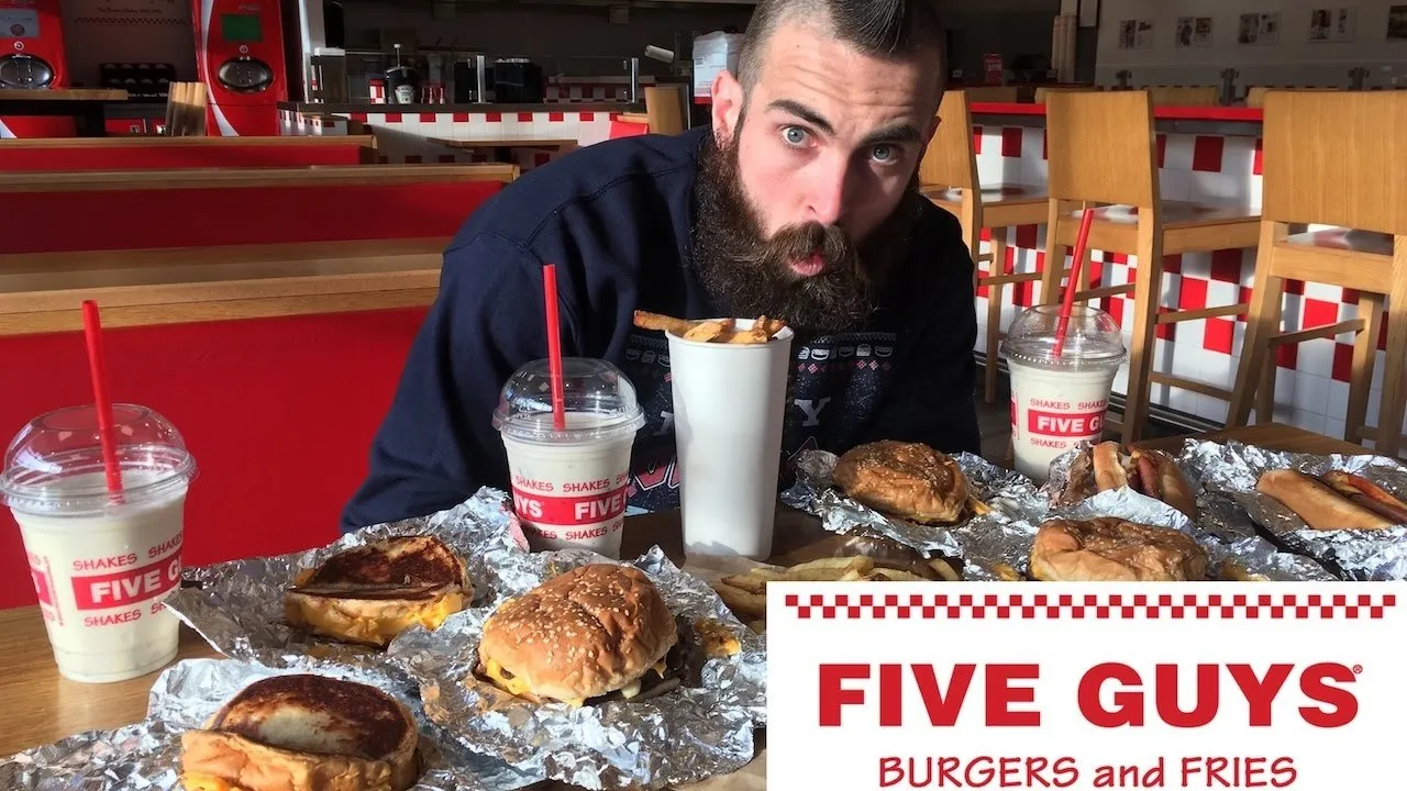 Thumbnail for the Five Guys 10,000 Calorie Take Down Challenge at Five Guys video