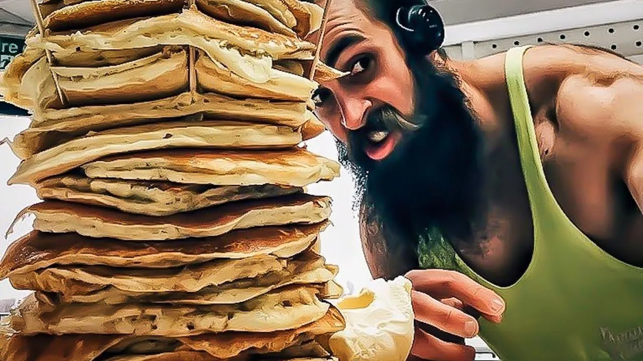 Thumbnail for the 20 Pancakes in 20 Minutes Challenge at My House Diner video