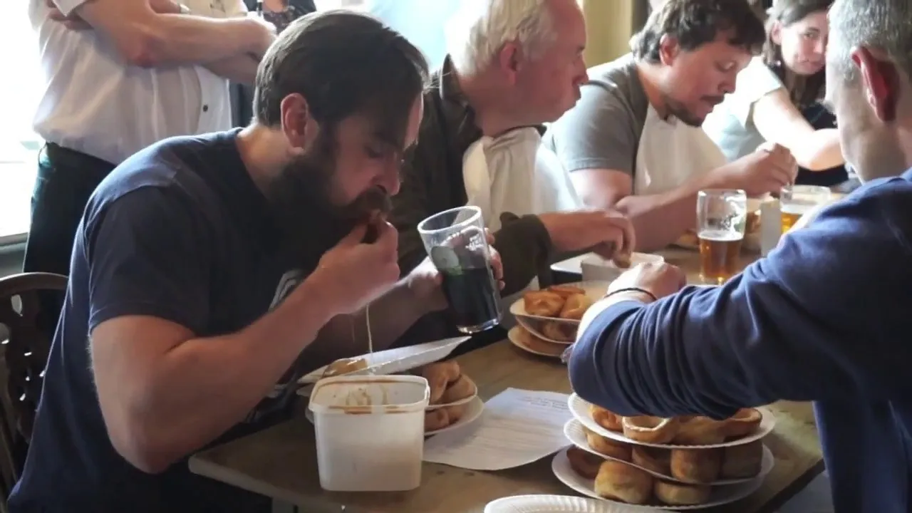 Thumbnail for the Yorkshire Pudding Eating World Championships 2015 Challenge at Jolly Farmer's Inn video