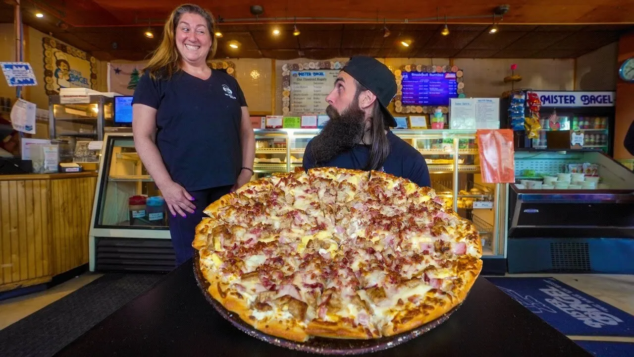 Thumbnail for the Breakfast Pizza Challenge at Mister Bagel video