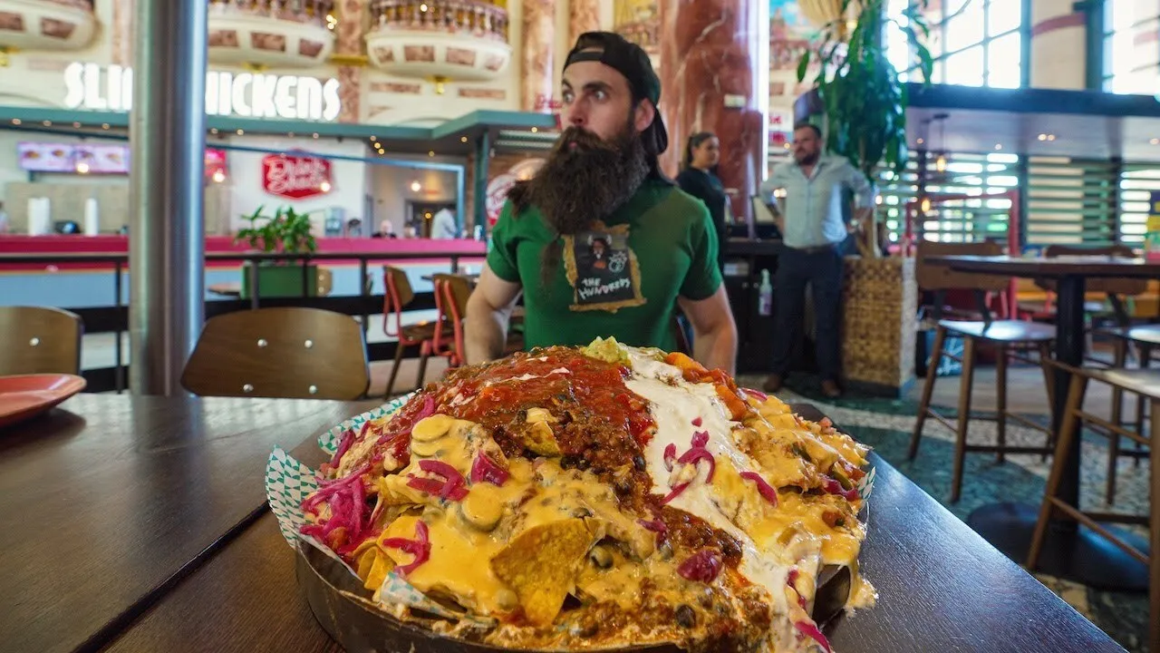Thumbnail for the Triple Grande Nachos Challenge at Las Iguanas video