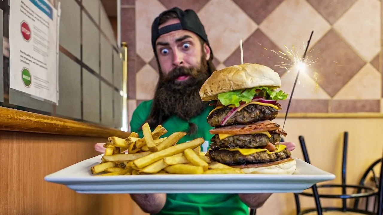 Thumbnail for the Hungry Man Burger Challenge at Johnny's Favourite Eatery video